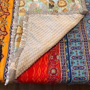 Orange and Red Quilted Bohemian Quilt